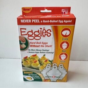 Eggies New Hard Boil Egg Cooker (6) with Bonus Egg White Separator